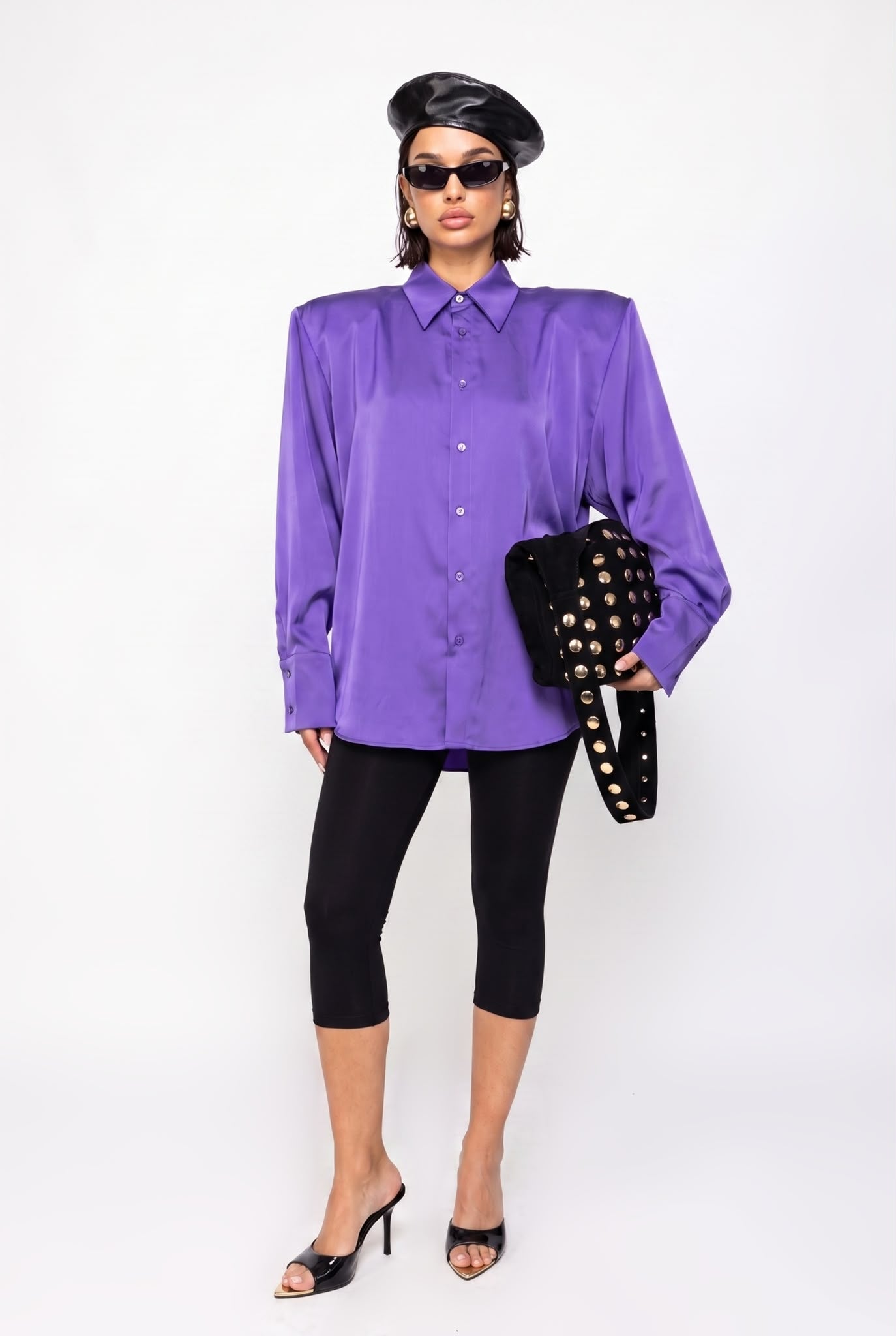 Camicia Shiny Satin-Viola