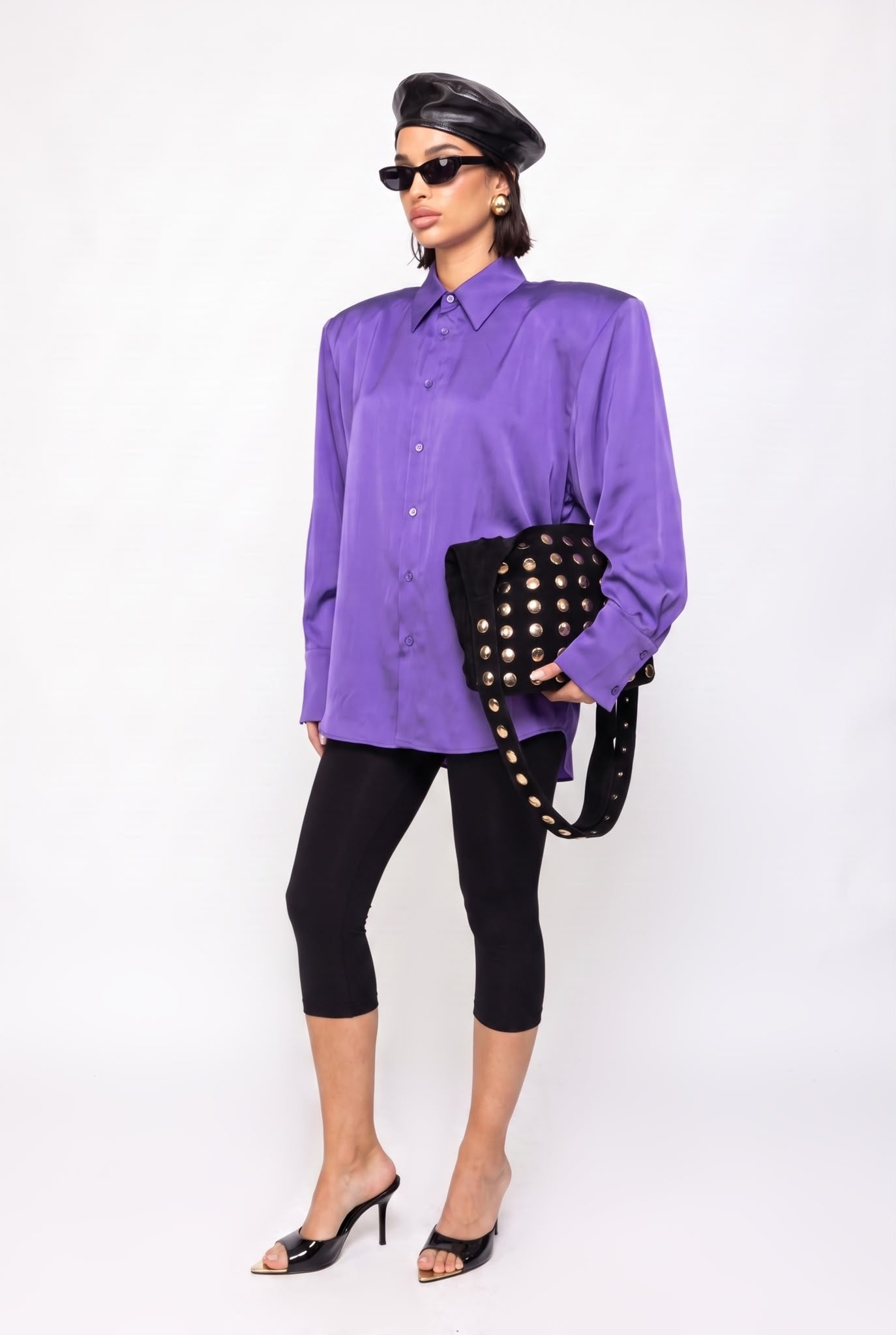 Camicia Shiny Satin-Viola