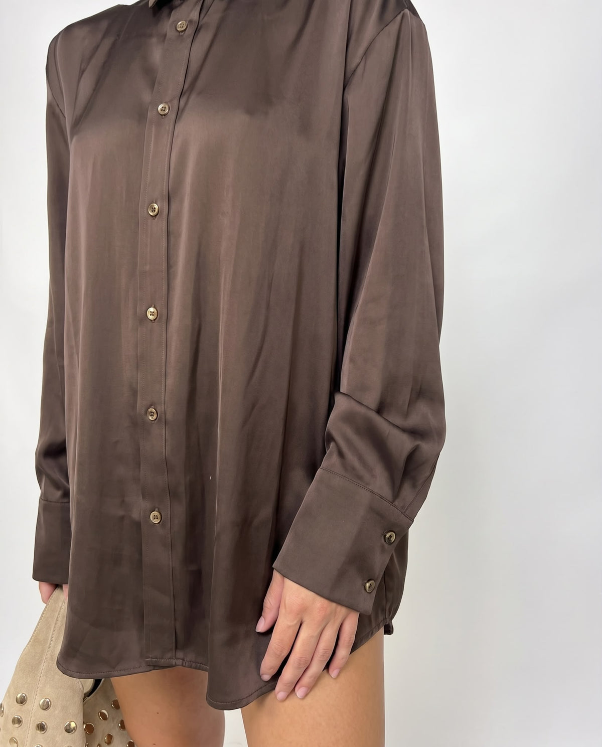 Camicia Shiny Satin-Brown