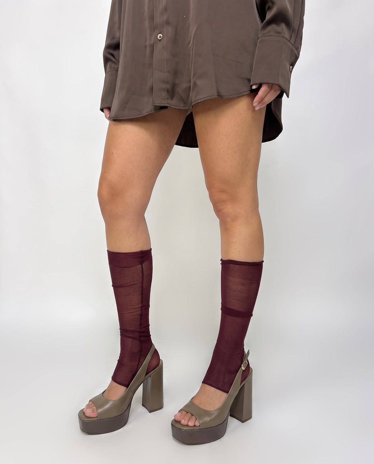 Camicia Shiny Satin-Brown