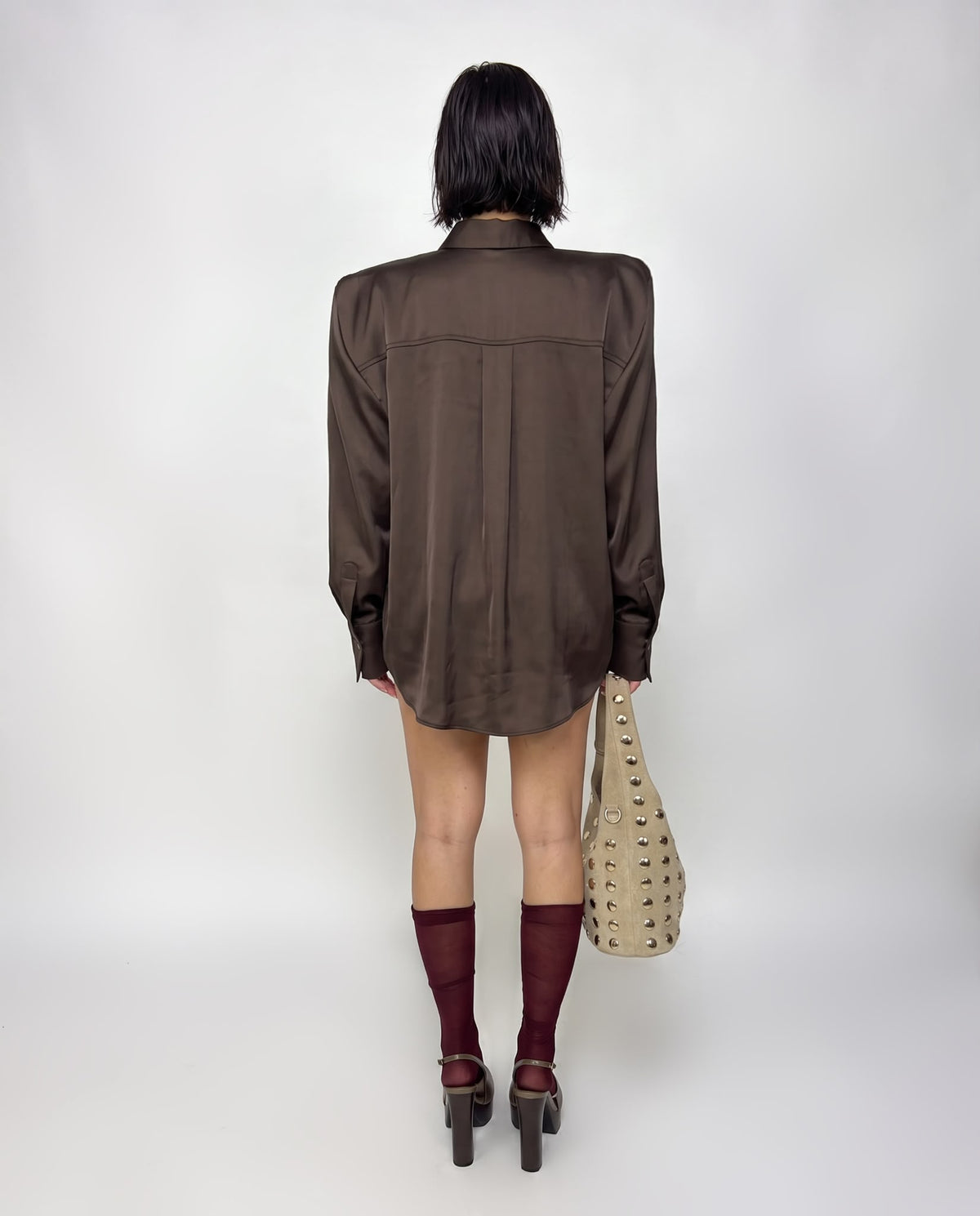 Camicia Shiny Satin-Brown