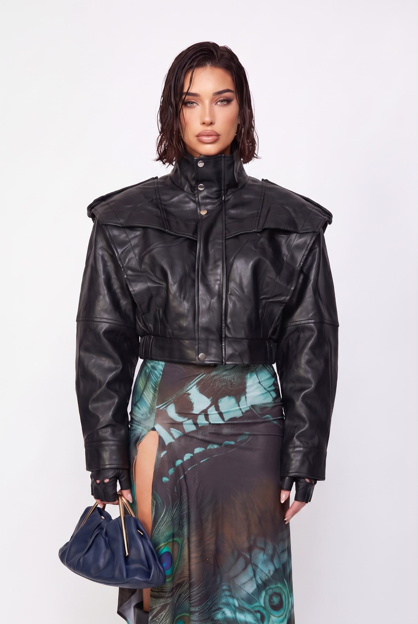 Giacca Leather Crush-Black