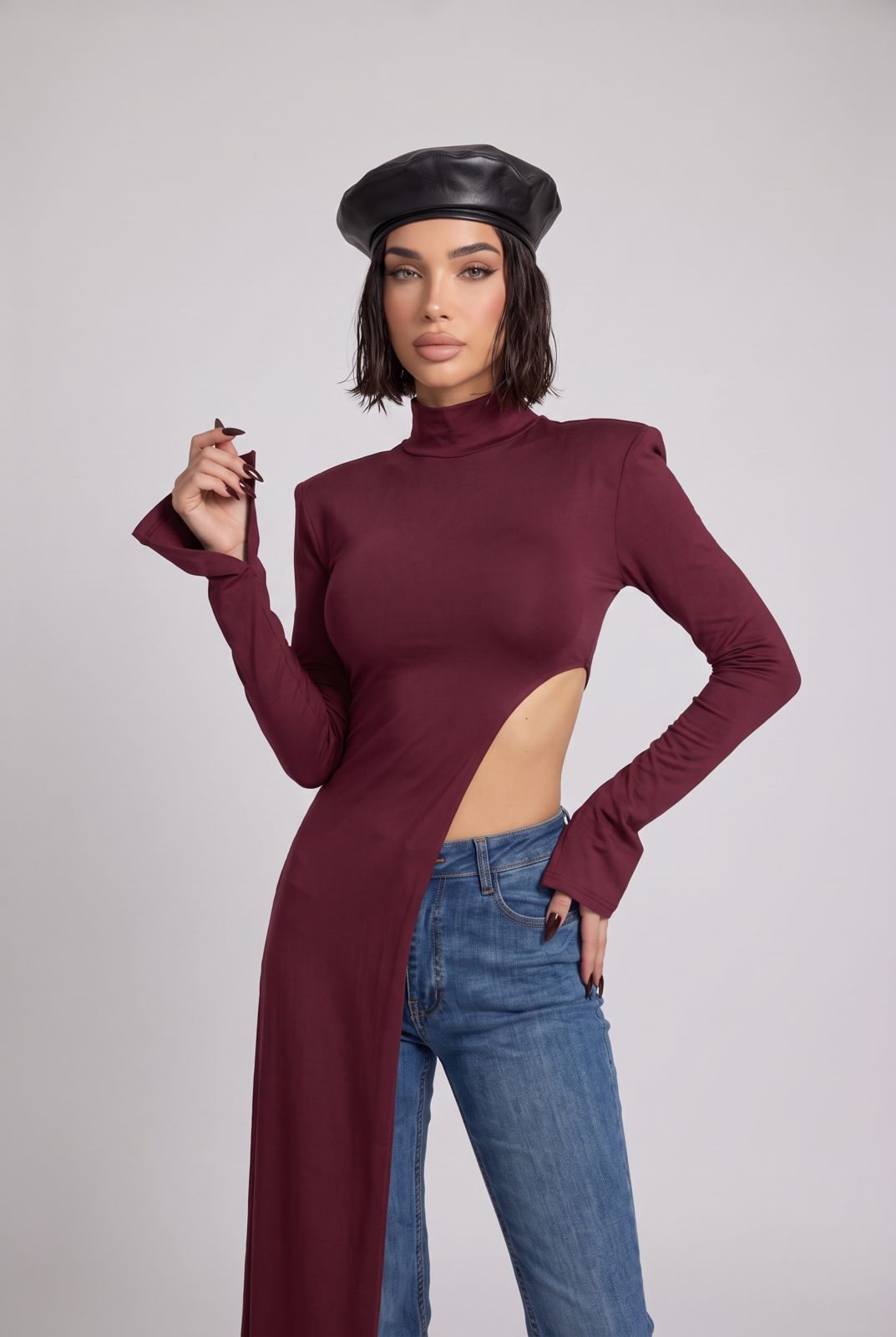 Asymmetrical Jumper - Cherry Red
