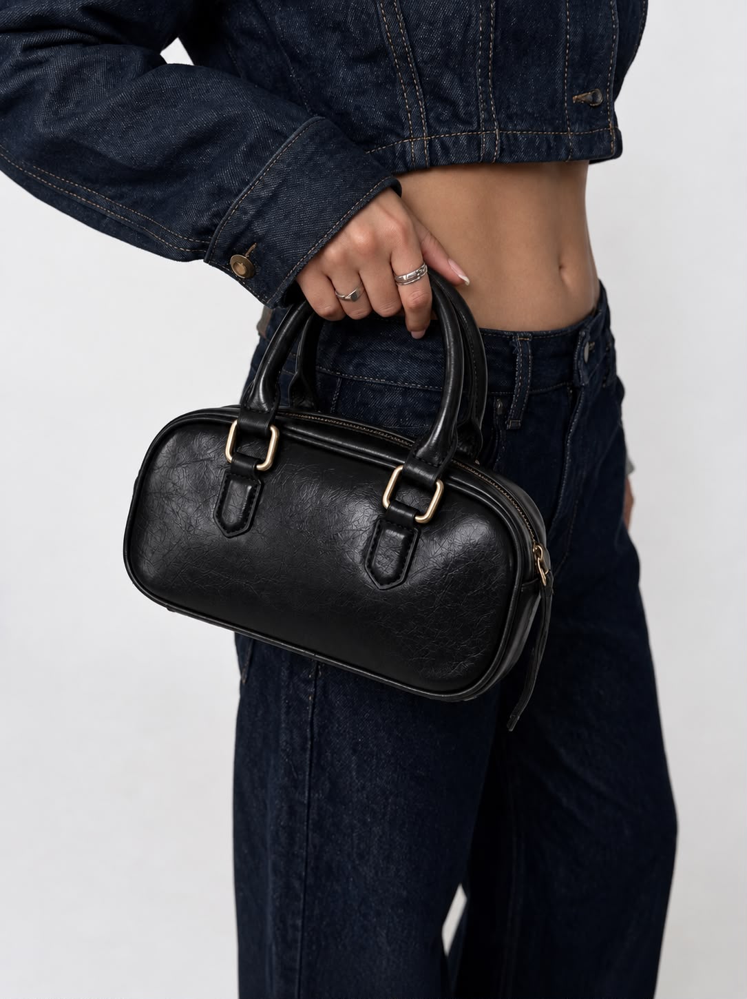 Borsa Leather Glow-Black