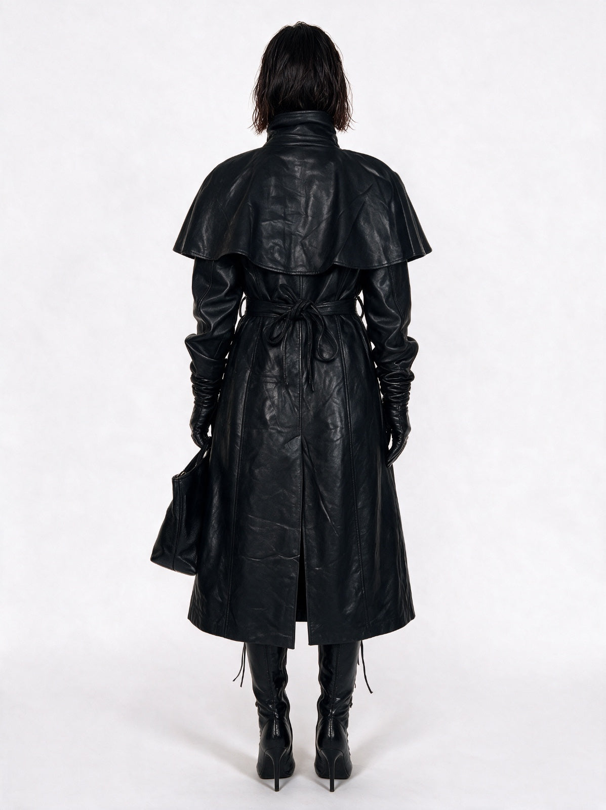 Trench Leather Wrap-Black
