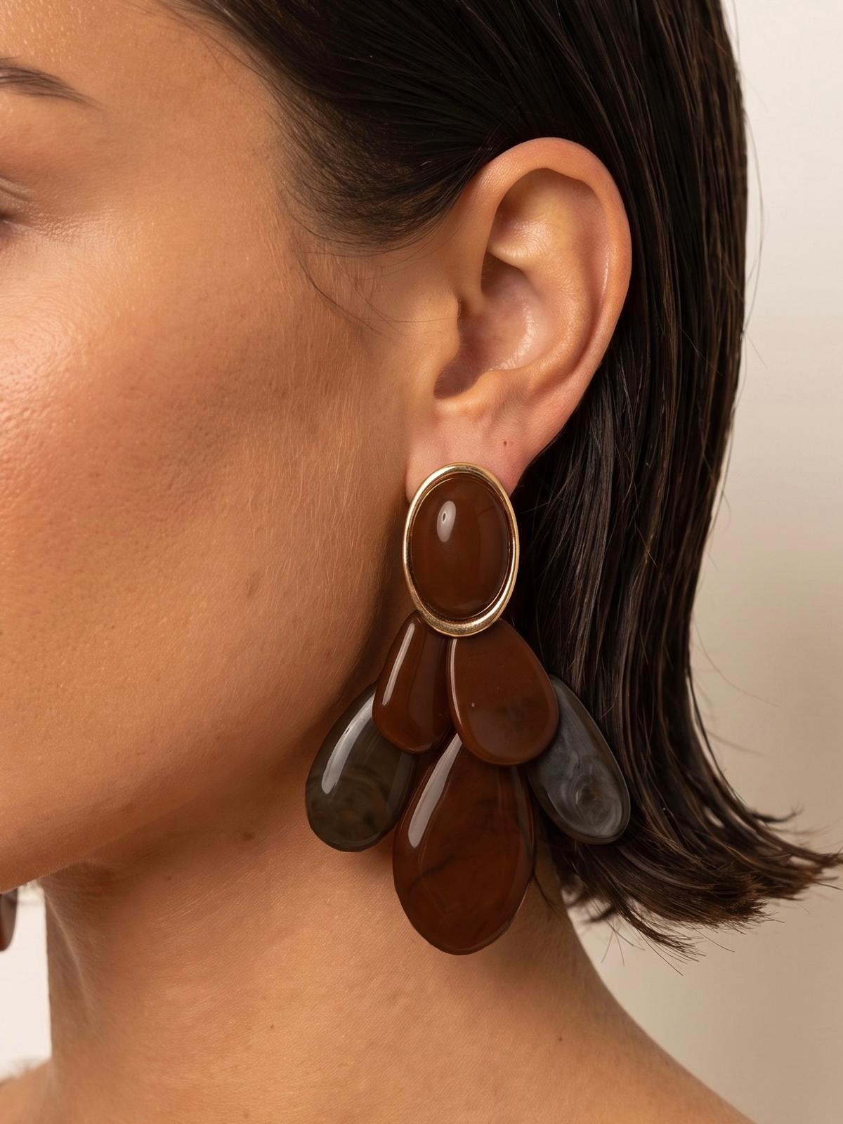 Orecchini Petal Shaped-Brown