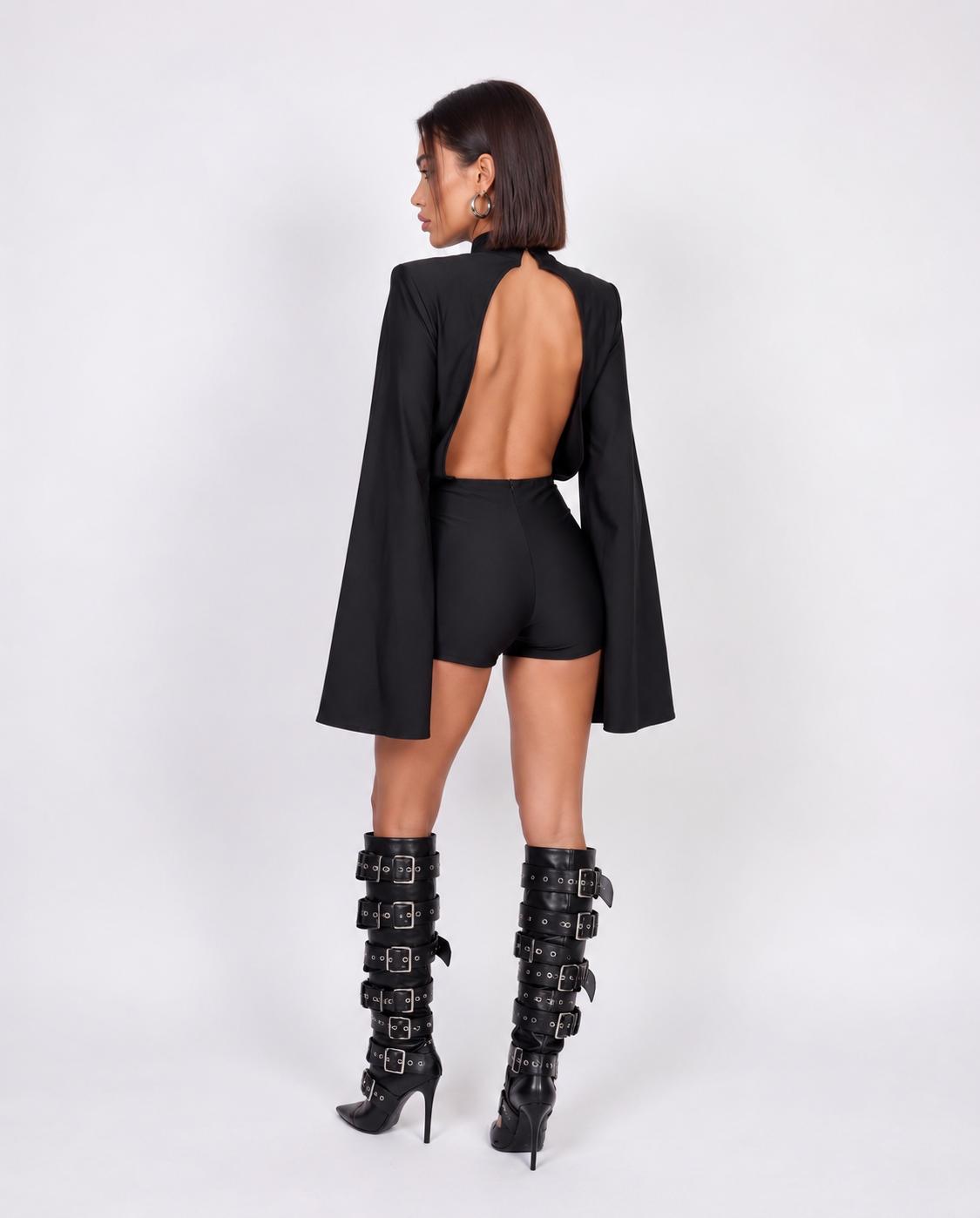 Jumpsuit Fluid Sleeve-Black