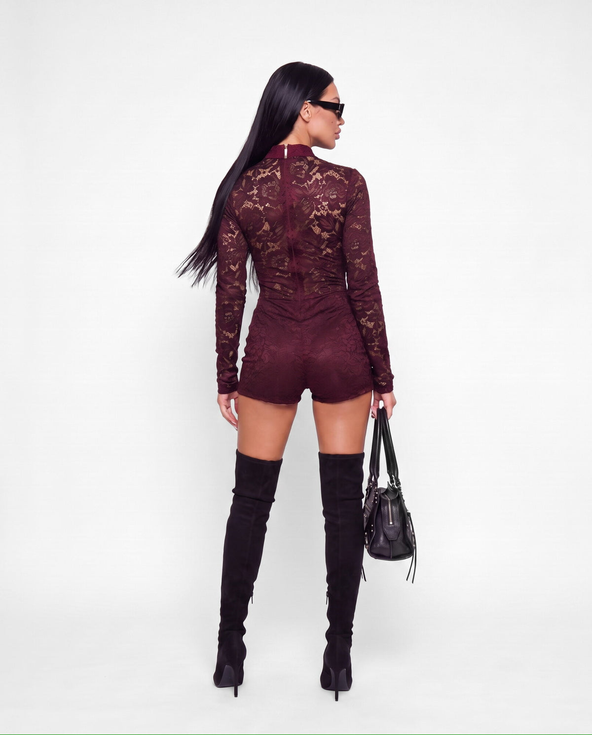 Jumpsuit Lace Drop-Cherry Red