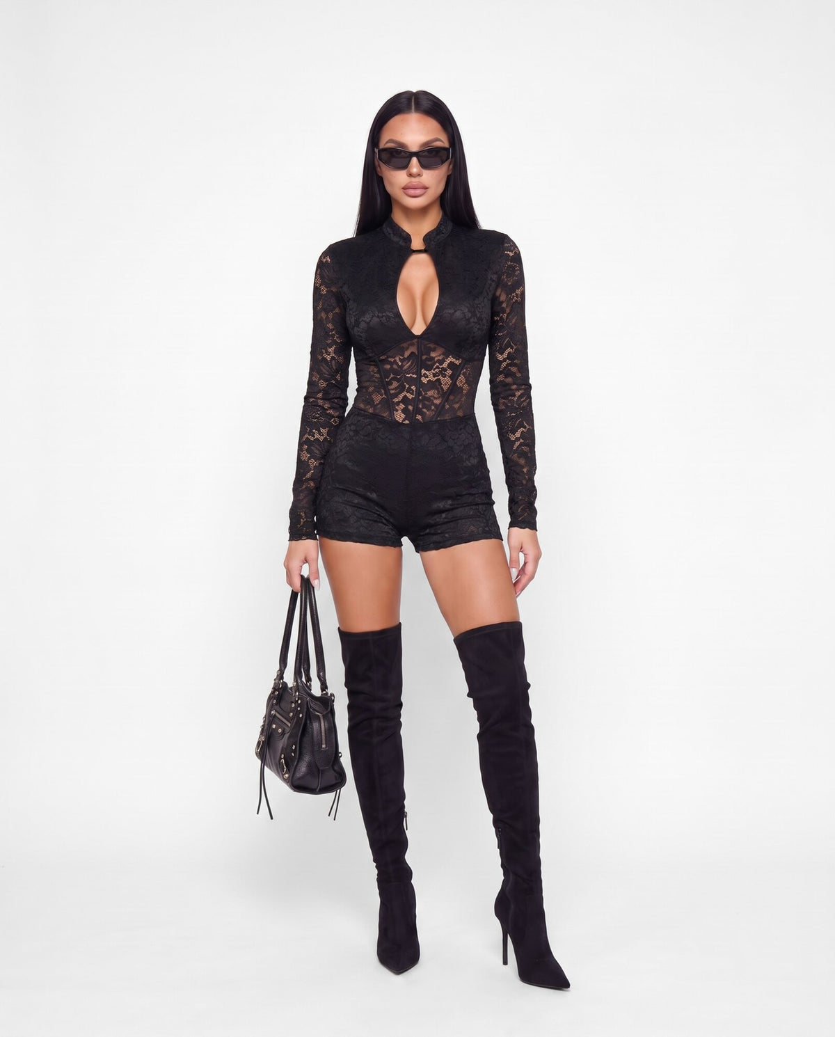 Jumpsuit Lace Drop-Black