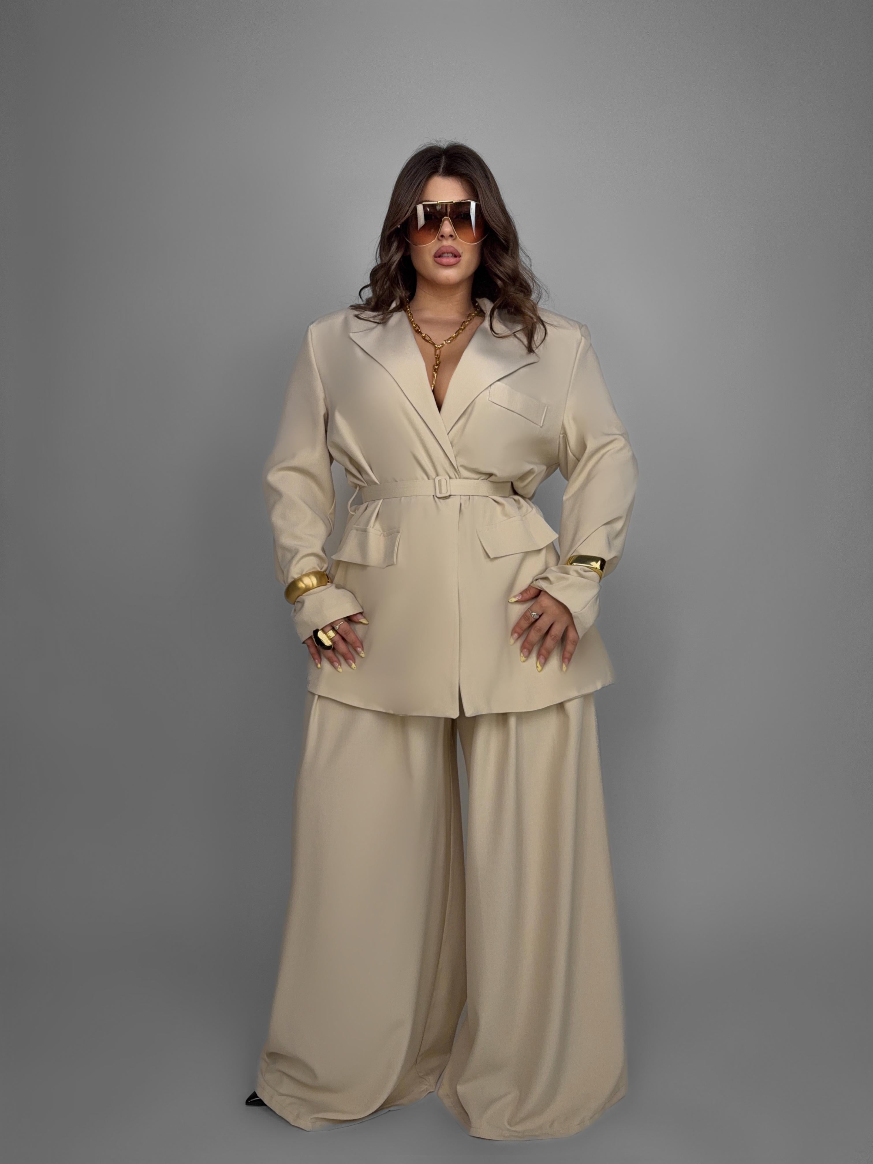 CURVY FIT - Completo Belted Icon-Beige