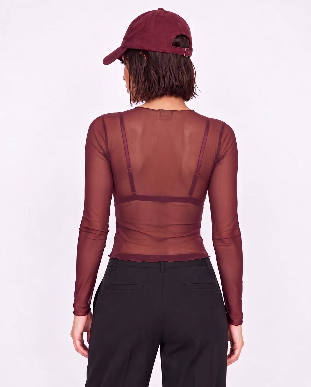 Maglia Sheer Mesh-Cherry Red