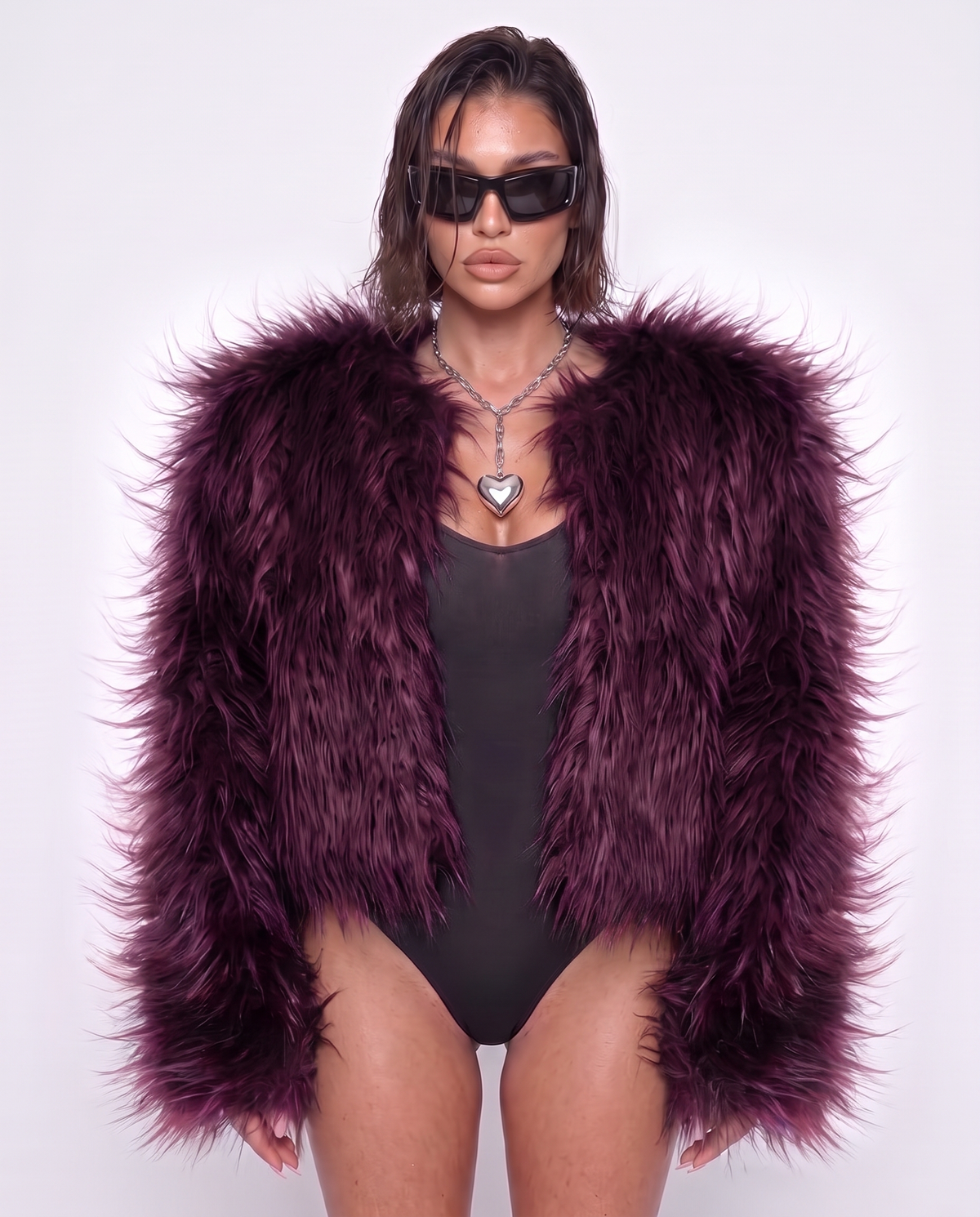 Pelliccia Fluffy Crush-Cherry Red